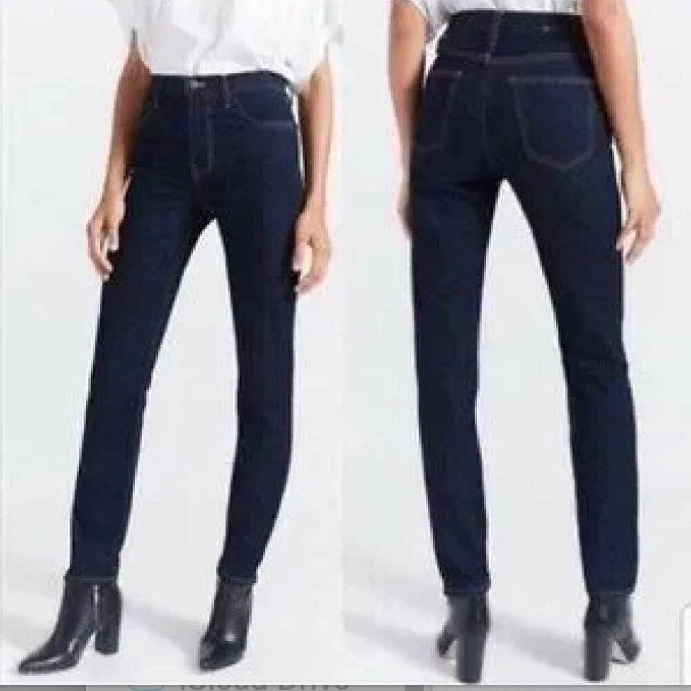 NWT Current Elliott The Stovepipe Jeans  size 25 High Waist Hearst Dark Wash